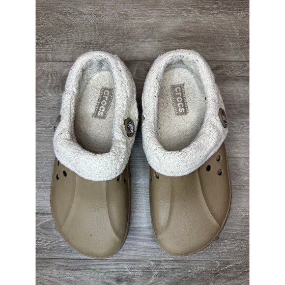 Crocs Shoes - Crocs Mammoth Adult Fleece Lined Clogs Khaki Beige Men’s 6 Women’s 8